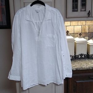 J-jill White Linen Blouse